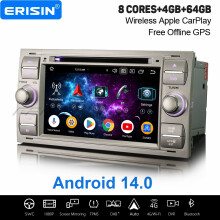 Erisin 4GB+64GB 8-Core Android 14 CarPlay Car Stereo GPS For Ford Focus Kuga S/C-Max Transit Galaxy Fiesta Kuga DAB+ WiFi DSP DVD