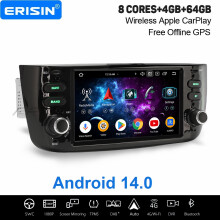 Erisin 4GB+64GB 8 Core Android 14 CarPlay Car Stereo GPS for Fiat Grande Punto Linea DAB+ Radio WiFi DSP Bluetooth USB 4G CANBus