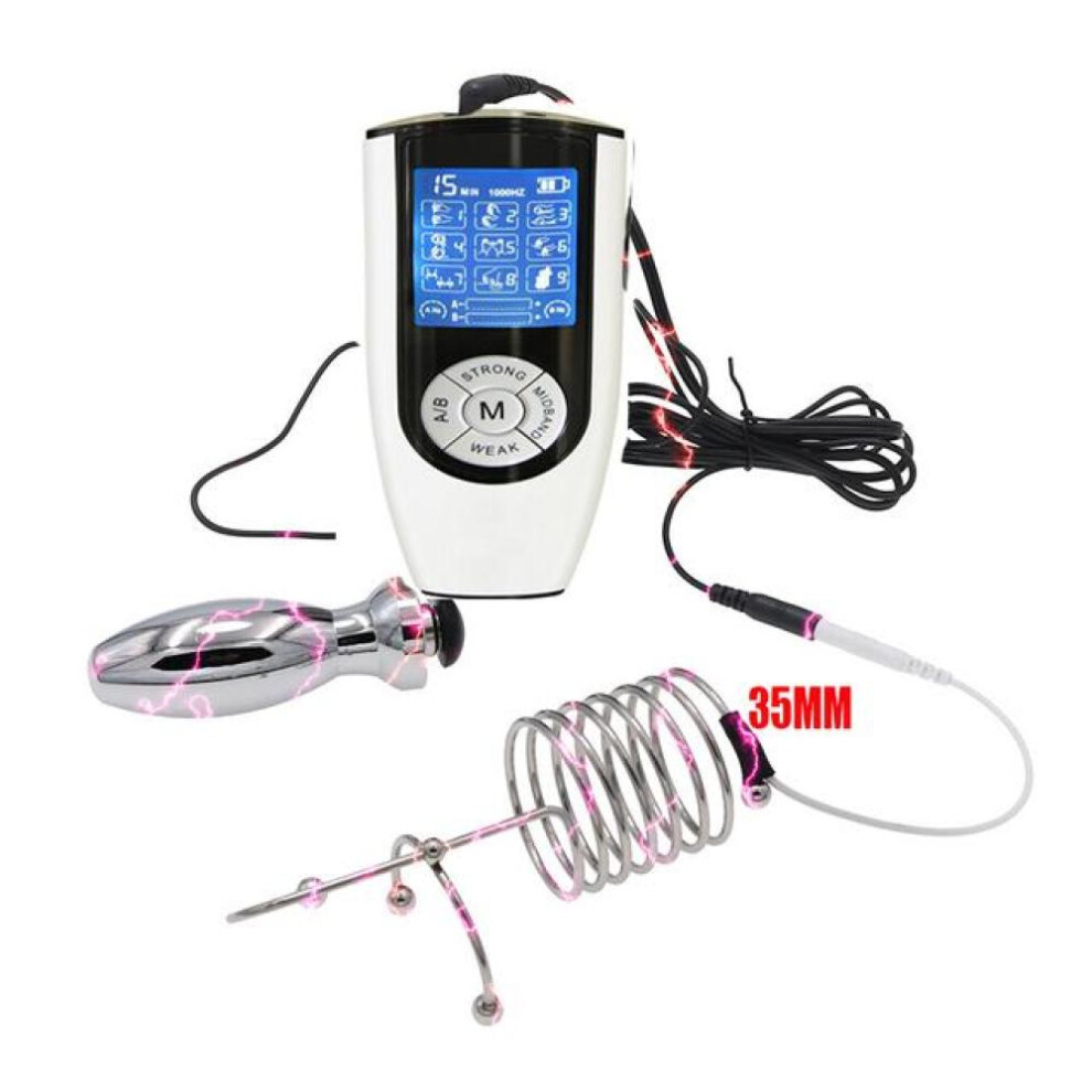 (white) Bdsm Electric Shock Anal Plug Penis Plug Electrosex Rings E-stim Anus Stimulator Chastity Cage Masturbation Sex Tools For Men