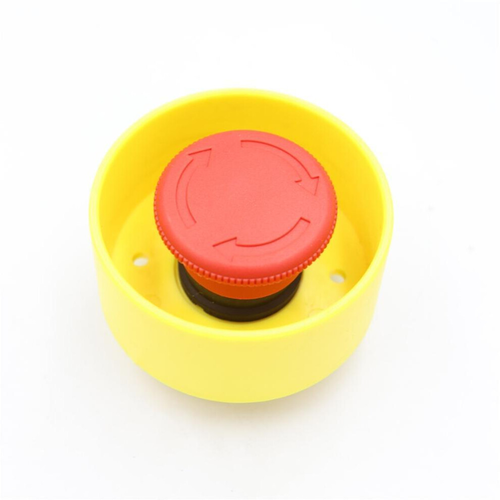 (1NC 1NO safety mask 5) 1set Emergency Stop Button Protective Cover,switch Preventing Misoperation, Yellow 22mm Emergency Mushroom Head Protective Sea