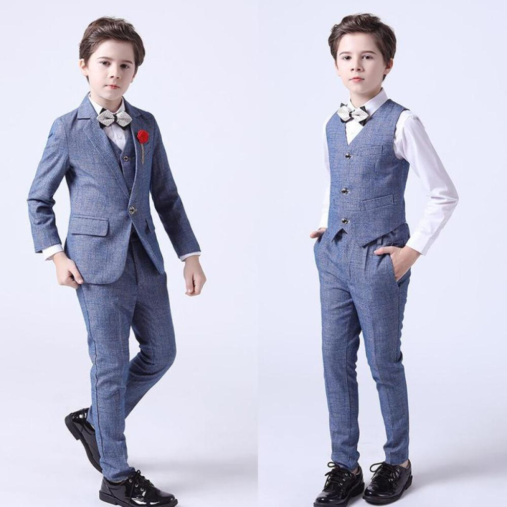 (grey, 120) Fashion Kids Boys Suit Three-piece Gentlemen Performance Dress(coat+ Vest+ Pants)