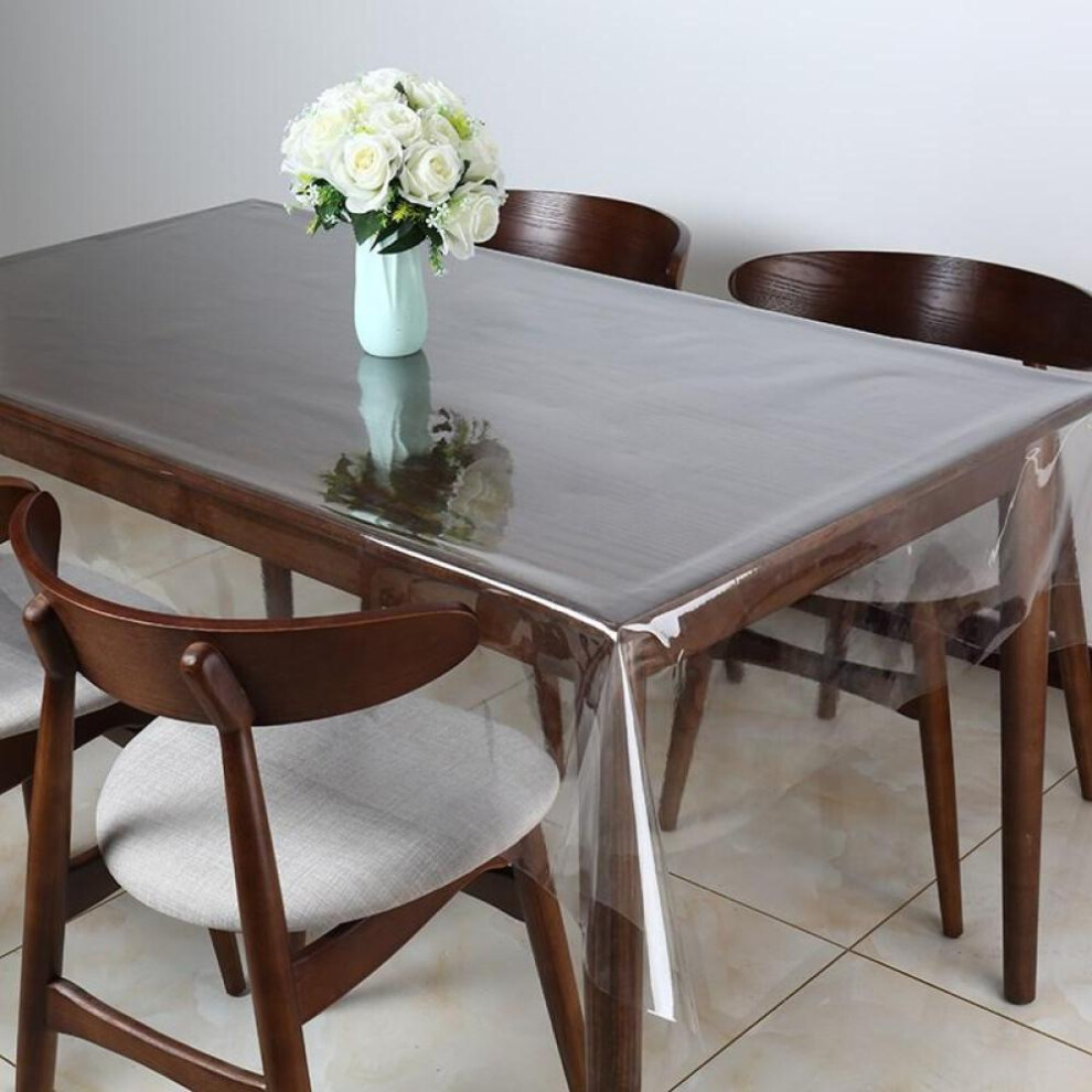 (as the picture, 153 x355cm) Ins Transparent Square Round Tablecloth Pvc Waterproof And Oil -proof Table Clothes Soft Glass Dinner Table Protector