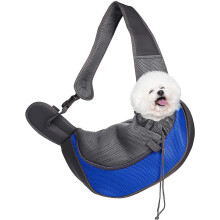 (blue, L) Breathable Dog Carrier Outdoor Travel Handbag Pouch Mesh Shoulder Bag Sling Pet Travel Tote Cat Puppy Carrier