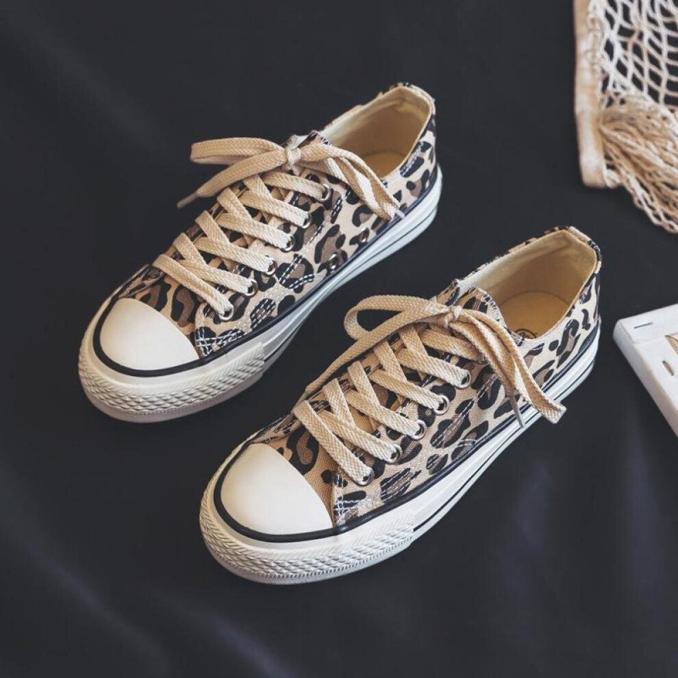 (leopard,black, 35) Spring And Autumn Fashion Ladies High Top Canvas Shoes Internet Celebrity Leopard Print Casual Shoes