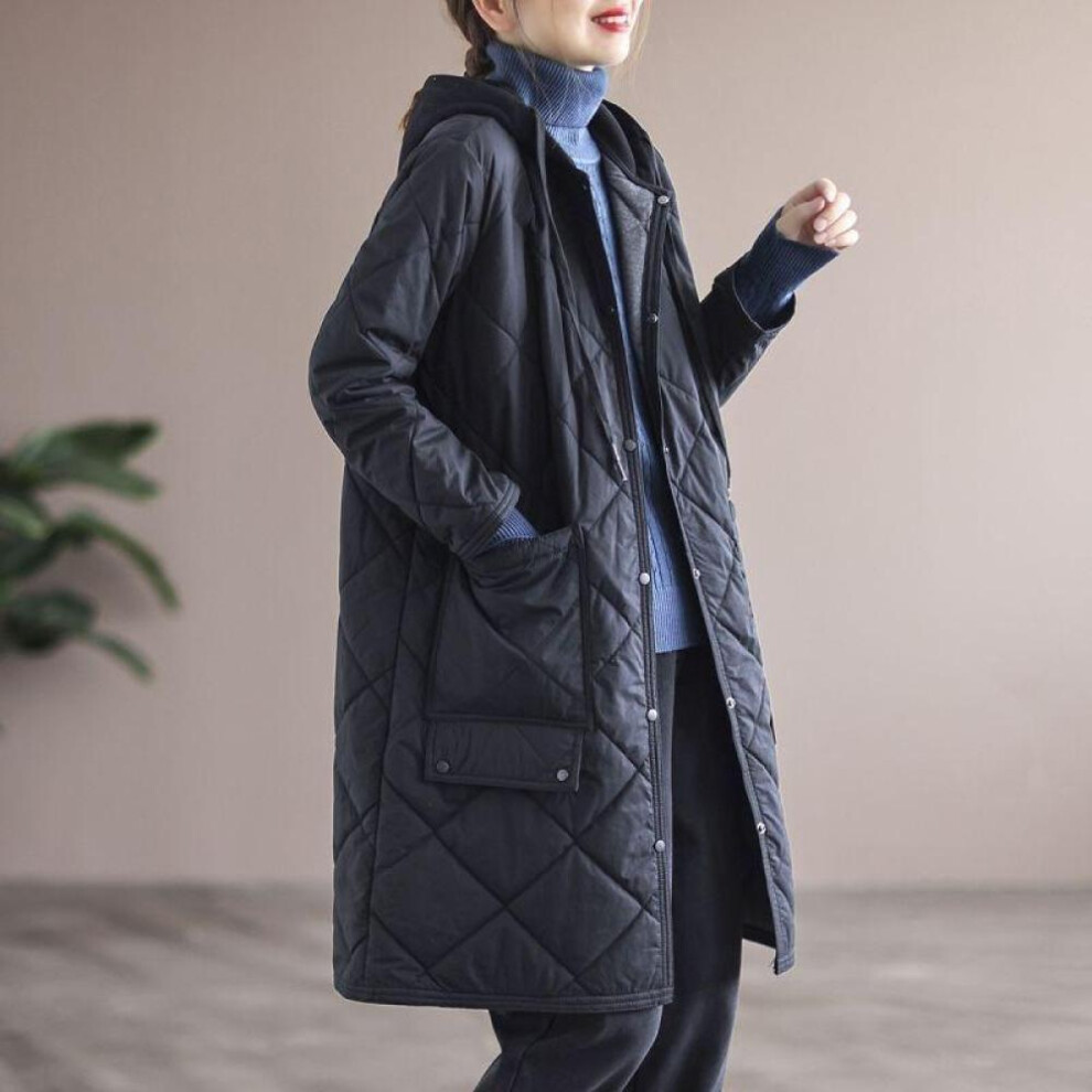 (blue, XXXL) Long Coat For Women Winter Hoodies Coat Oversized Cotton Jacket Windbreaker Jacket Thickened Coats Women Casual Loose
