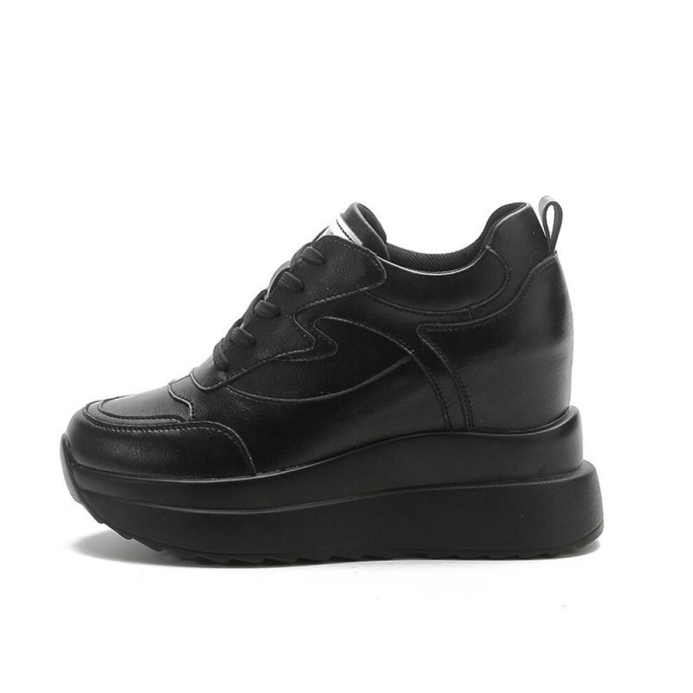 (black, 38) Fujin 10cm Platform Wedge Sneakers Chunky Shoes Genuine Leather For Women Summer Shoes Spring Autumn Walking Sneakers Fashion