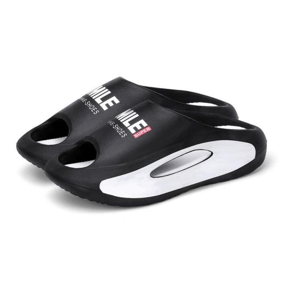 (black, 42-43) Summer Sneaker Slippers For Women Men Thick Bottom Platform Slides Soft EVA Hollow Unisex Sports Sandals Casual Beach Shoes