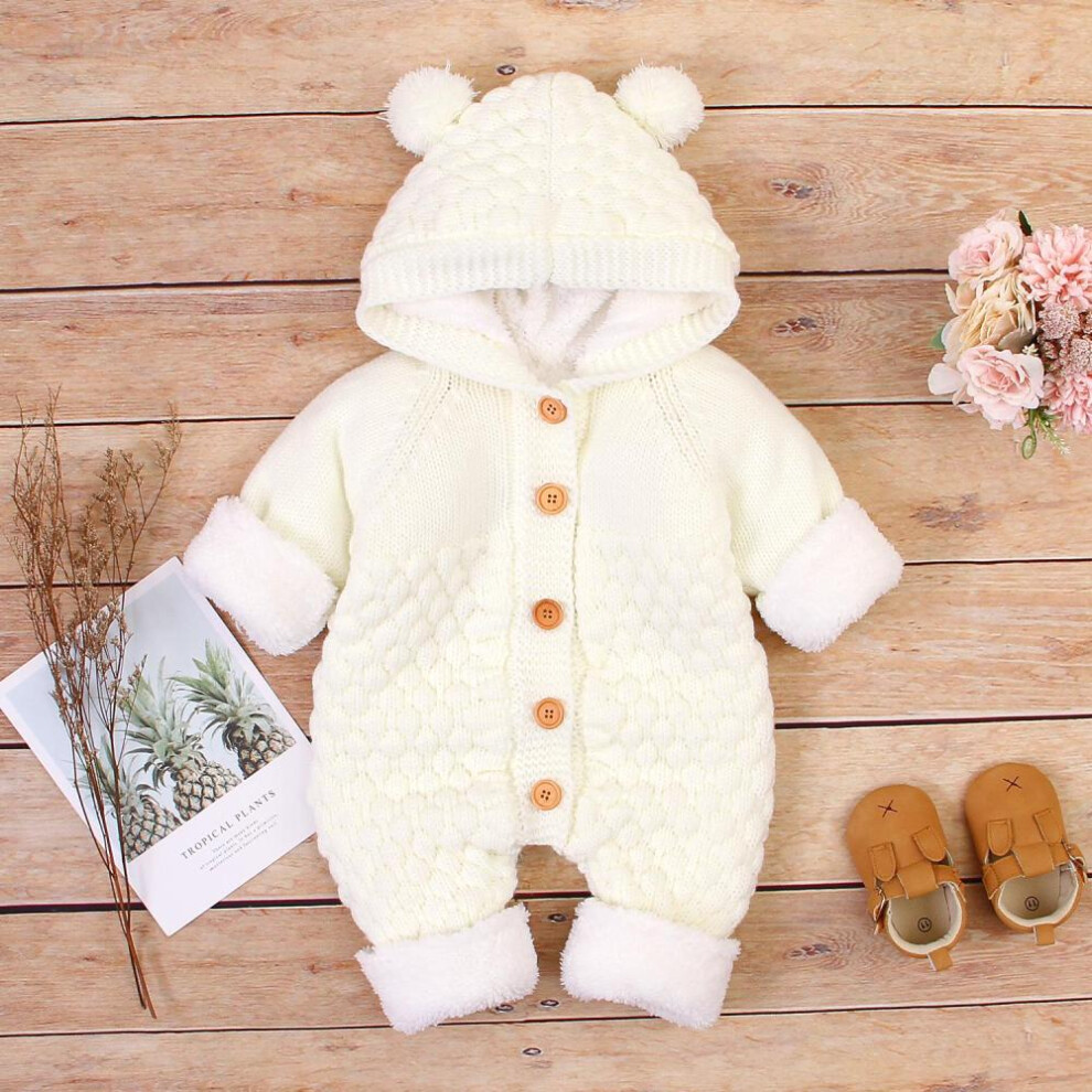 (white, 6-12m) Baby Rompers Knitted Infant Boys Girls Jumpsuits Autumn Winter Soft Warm Newborn Bebes Overalls One Piece Toddler Kids Playsuits