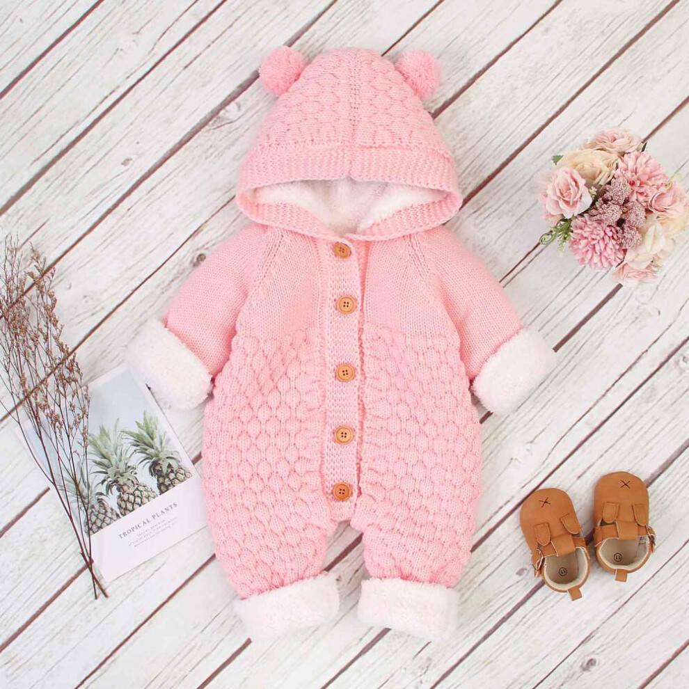 (pink, 12-18m) Baby Rompers Knitted Infant Boys Girls Jumpsuits Autumn Winter Soft Warm Newborn Bebes Overalls One Piece Toddler Kids Playsuits