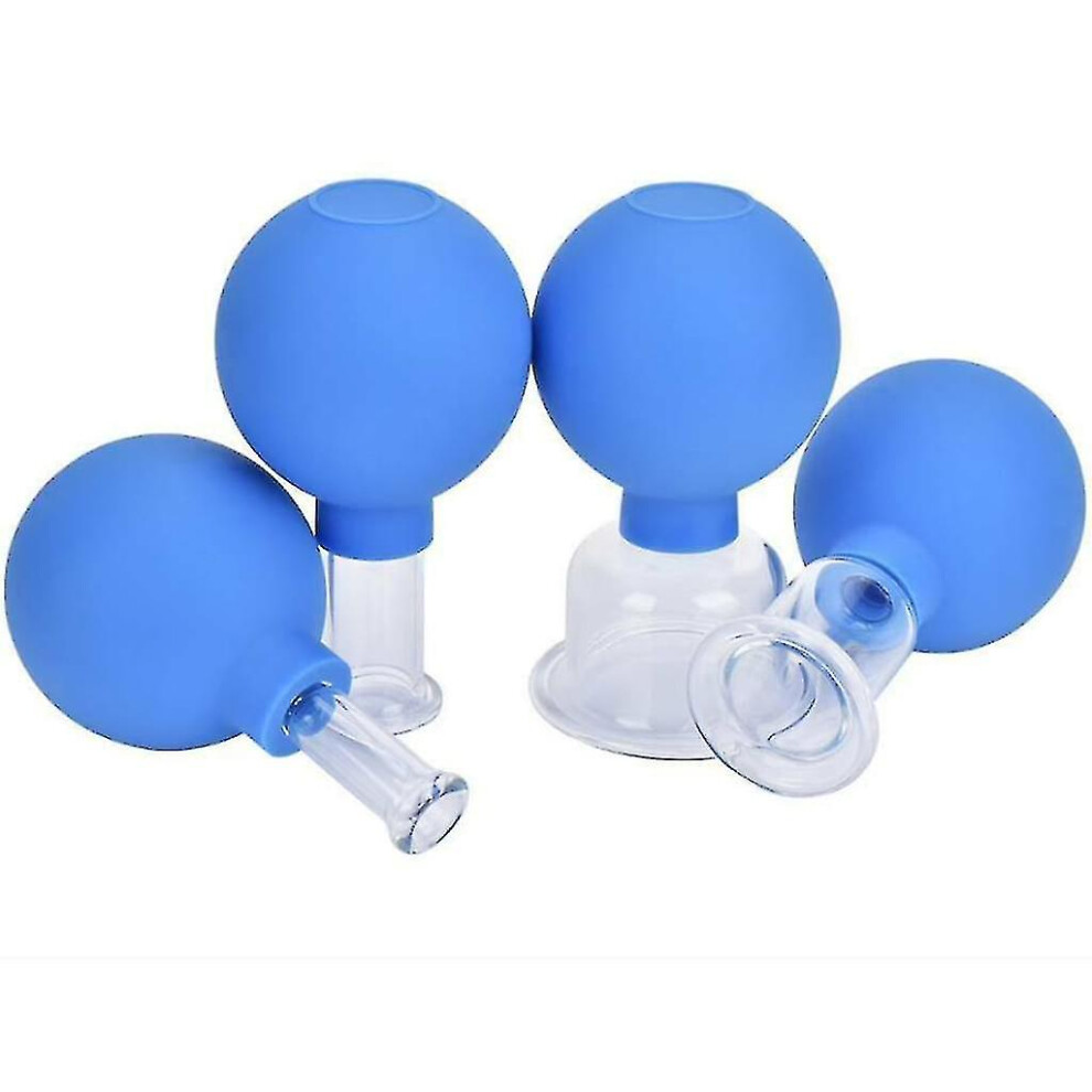 Blue Cupping Glasses Set With Suction Ball Cupping Vacuum Cupping Glass
