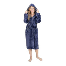 (Medium, Purple) Premium Super Soft Cosy Bathrobe Luxury Housecoat Dressing Gown Hooded Spa Robe