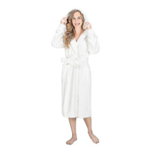 (X-large, White) Premium Super Soft Cosy Bathrobe Luxury Housecoat Dressing Gown Hooded Spa Robe