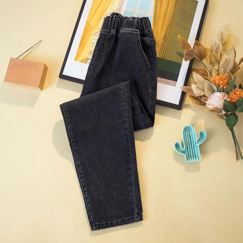 (black, 4XL) Dimanaf 2023 Plus Size Summer Jeans Long Pants Women Elastic Loose Basic Harem Pants Trousers Blue Jeans High Waisted