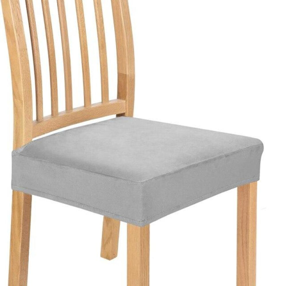 (light grey) Real Velvet Chair Seat Covers Removable Washable Anti-dust Chair Seat Protector Slipcovers For Dining Room