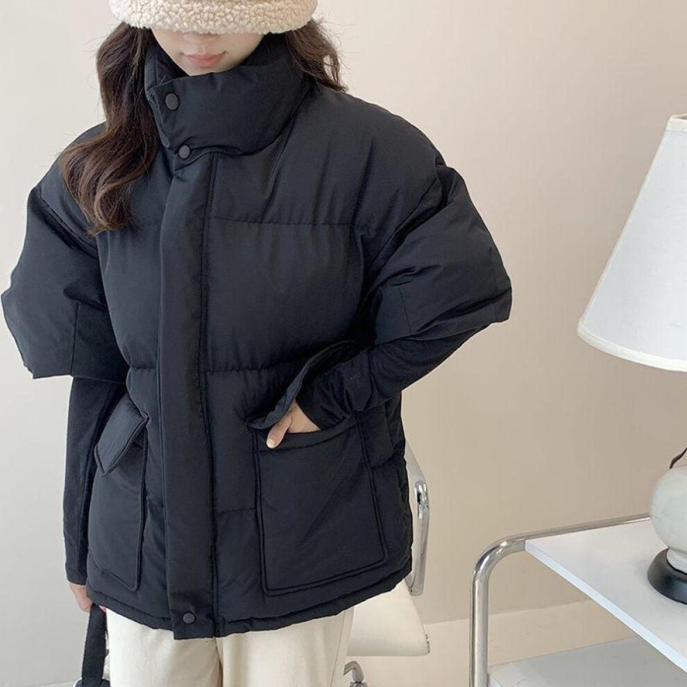 (black, L) Cotton Padded Puffer Vest Half Sleeve Down Winter Fashion Loose Tide Casual Jacket Women Short Sleeve Vest Autumn Spring Popular Coat