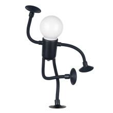(1PCS Black) Changeable Shape Night Light Funny Sportsman Desk Lamp Button Battery Versatile Mini Lamp Creative Ornament Vacuum Adsorption