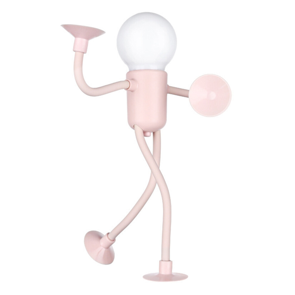 (1Pcs ) Changeable Shape Night Funny Sportsman Desk Lamp Button Battery Versatile Mini Lamp Creative Ornament Vacuum Adsorption Pink/Light