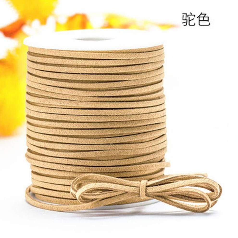 (camel) 45m/roll Flat Faux Suede Braided Cord Velvet Leather Handmade Thread String Rope For Diy Jewelry Making Supplies