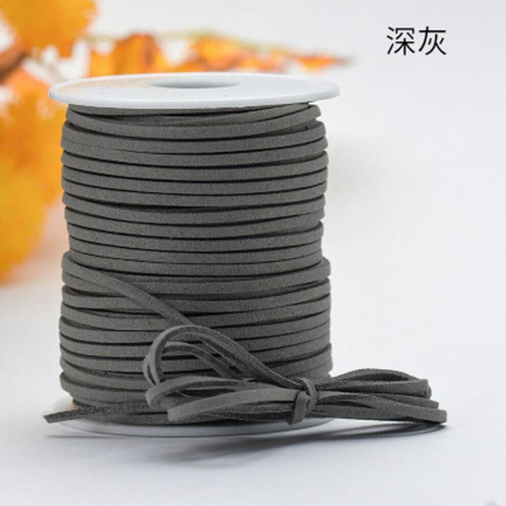 (grey) 45m/roll Flat Faux Suede Braided Cord Velvet Leather Handmade Thread String Rope For Diy Jewelry Making Supplies
