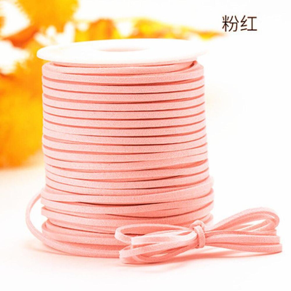 (pink) 45m/roll Flat Faux Suede Braided Cord Velvet Leather Handmade Thread String Rope For Diy Jewelry Making Supplies