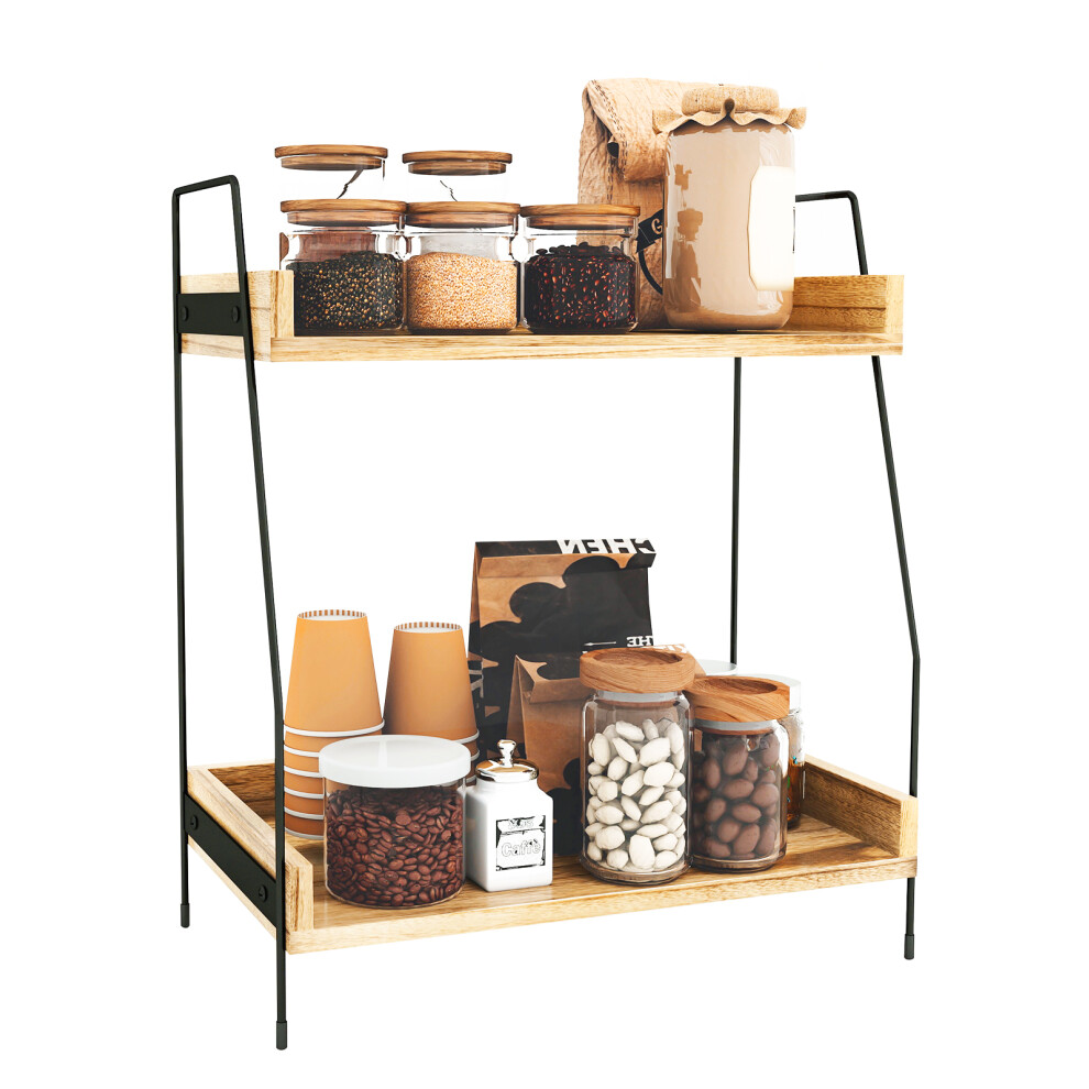 (Brown) Kitchen Counter Shelf Condiment Storage Standing