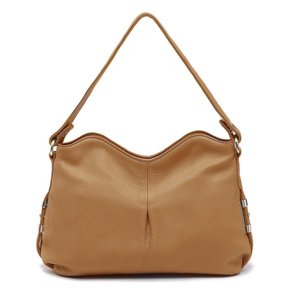 (apricot) Zency Women&apos;s Genuine Leather Bag Vintage Retro Shoulder Bags Female Casual Hobos Crossbody Lady 2024 Winter New Shopper Handbag