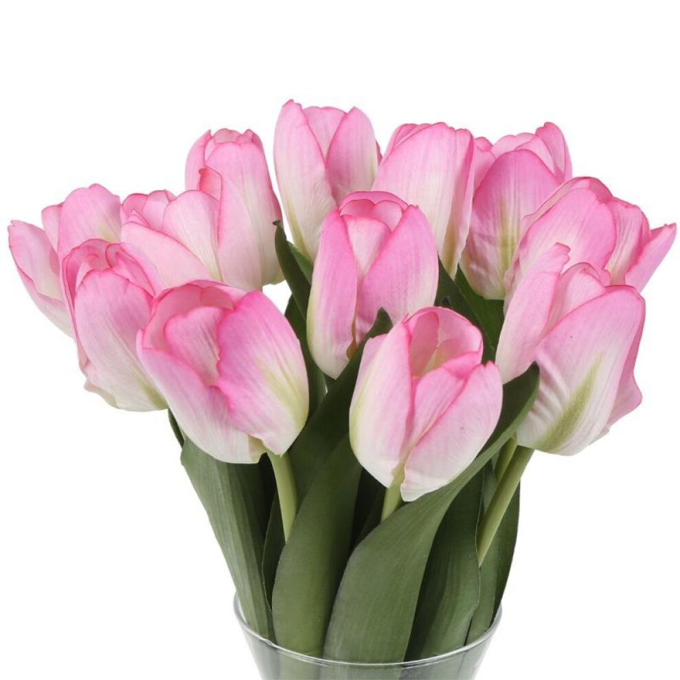 (pink) 6 Pcs Tulips Artificial Flowers For Decoration Real Looking Fake Tulips Real Touch Flowers Floral Arrangements For Table Home Office Wedding Decor