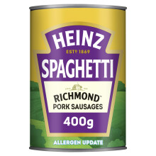 Heinz Spaghetti In a Rich Tomato Sauce Richmond Pork Sausages 400g