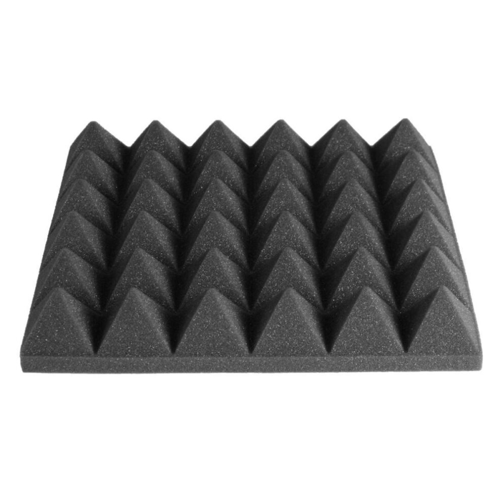 (black, 12pc) 6 / 12pcs 30x30x5cm Pyramid Sound Absorbing Foam Soundproofing Drums Room Accessories