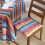 Homescapes (1 Seat Pad) Multi Stripe Seat Pad with Button Straps 100% Cotton 3