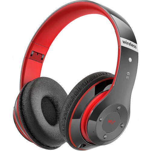 (Red) Over-ear Bluetooth Headphones, 6s Foldable Wireless Headphones, 6 Eq Modes