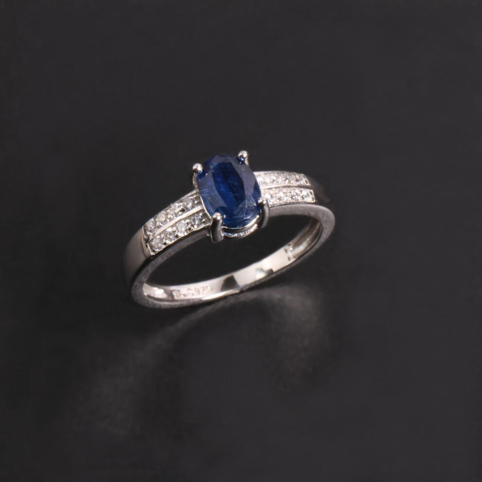 (blue, US RING SIZE:6#) Light Luxury Gorgeous Design Of Natural Blue Kyanite Gems For Women Birthday Anniversary Party Gifts Of Fine Jewelry