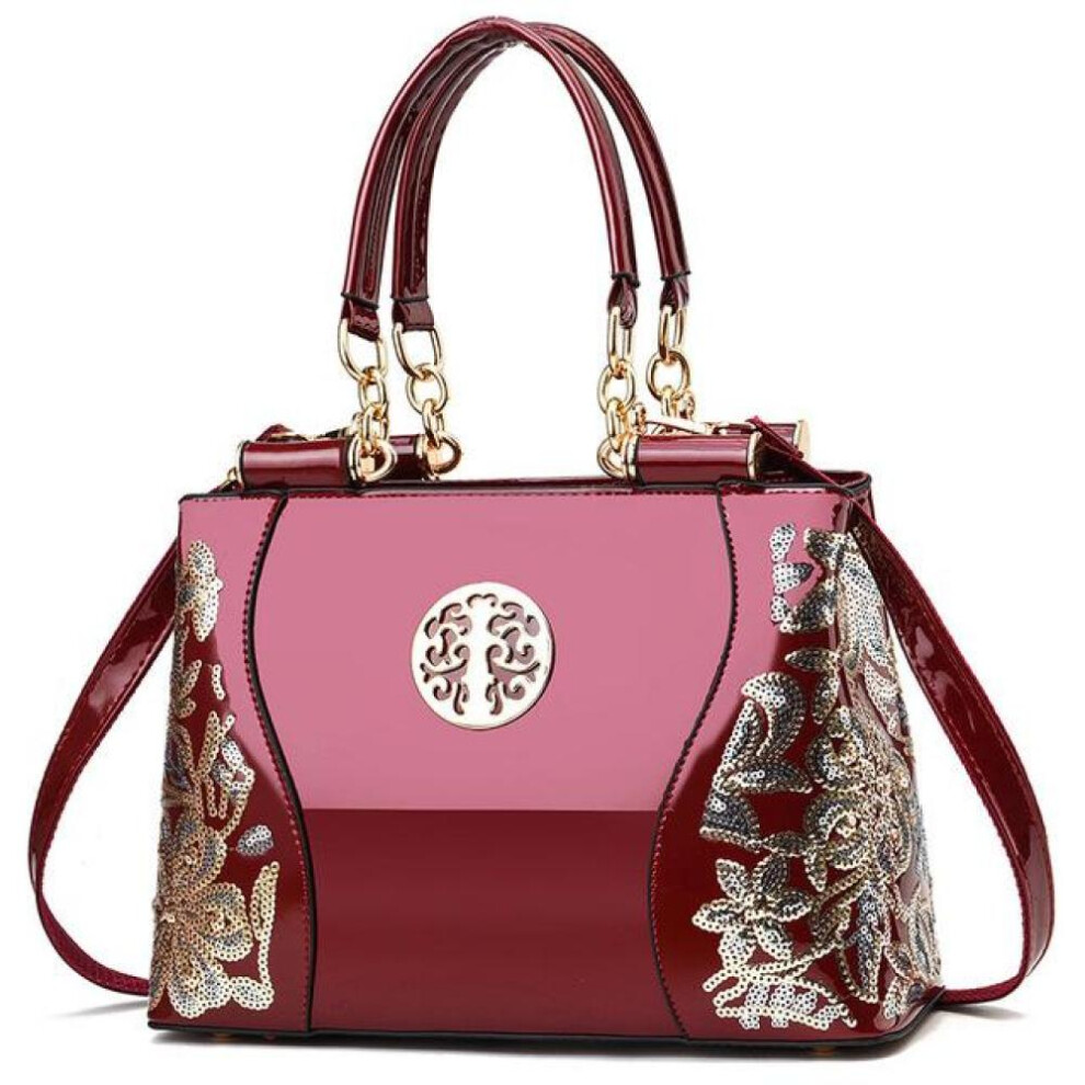 (burgundy) Aliwood Embroidery Women&apos;s Bag Europe Trendy Luxury Handbags Leather Shoulder Bags Large Capacity Females Crossbody Bags