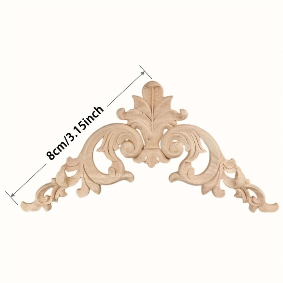(beige, 8*8cm/3.15*3.15inch) 4-pack Wood Applique Onlay, Unpainted Wooden Carved Corner Decals, Retro Carvings Embellishments For Door Cabinet Bed Wall Mantel Mirror Wardrobe