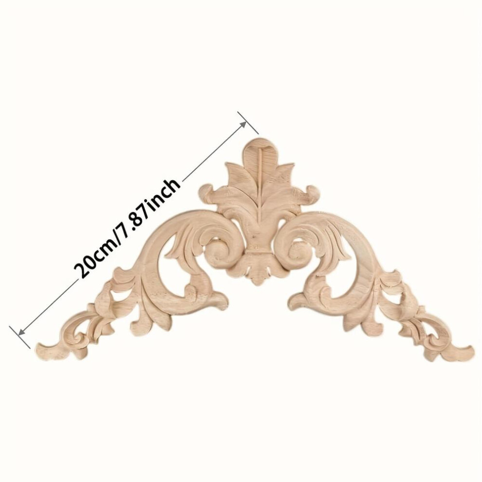 (beige, 20*20cm/7.87*7.87inch) 4-pack Wood Applique Onlay, Unpainted Wooden Carved Corner Decals, Retro Carvings Embellishments For Door Cabinet Bed Wall Mantel Mirror Wardrobe