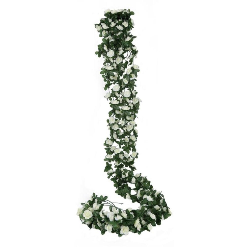 (white) 6 Pcs 2.5m/8.2ft Artificial Flower Silk Flowers Rose Leaf Garland Vine Ivy Wedding Garden Home Decoration