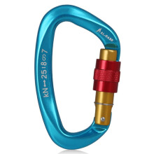 (blue) 25kn Carabiner Screw Locking Gate Carabiner Heavy Duty D-shape Latch Hook
