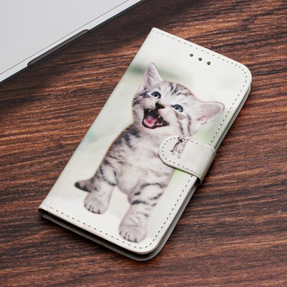 (Samsung Galaxy A25) Color Painting Flower Cat Bear Wolf Pattern Leather Phone Wallet Case Book Stand For Iphone Samsung Xiaomi Oppo Huawei Magnetic Card Slot Flip Cover