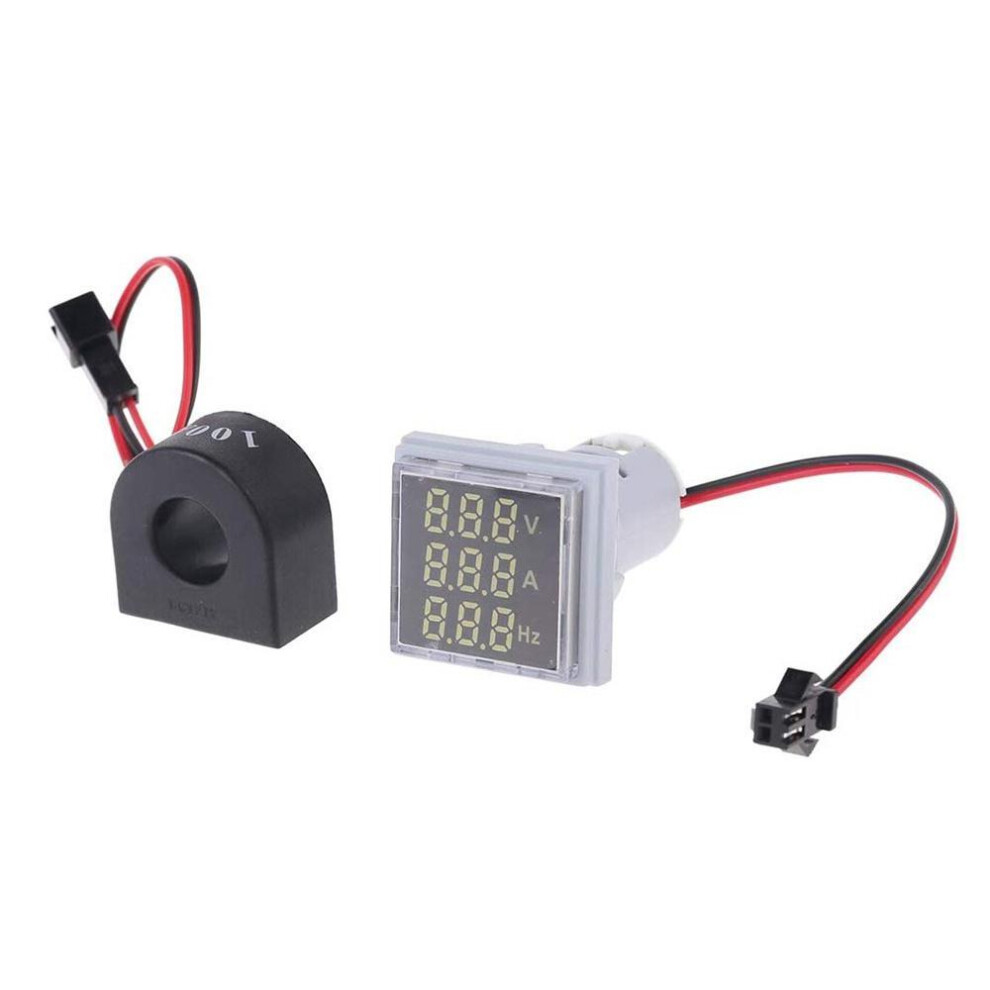 (white) 3 In 1 Ac 60-500v 0-100a Led Digital Voltmeter Ammeter Hertz Signal Lights 220v Voltage Current Meter Volt Amp Tester Detector