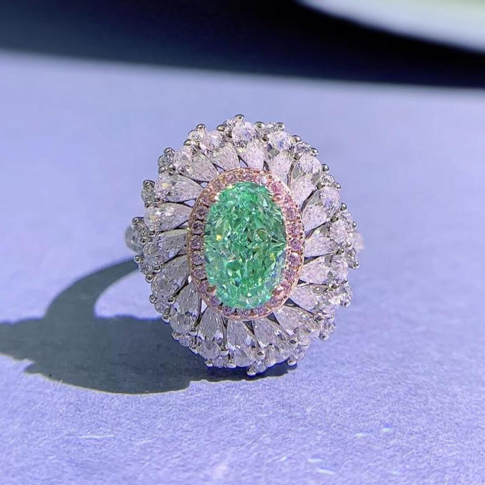 (6) Flower Emerald Diamond Ring 100% Real 925 Sterling Silver Party Wedding Band Rings For Women Men Engagement Jewelry Gift