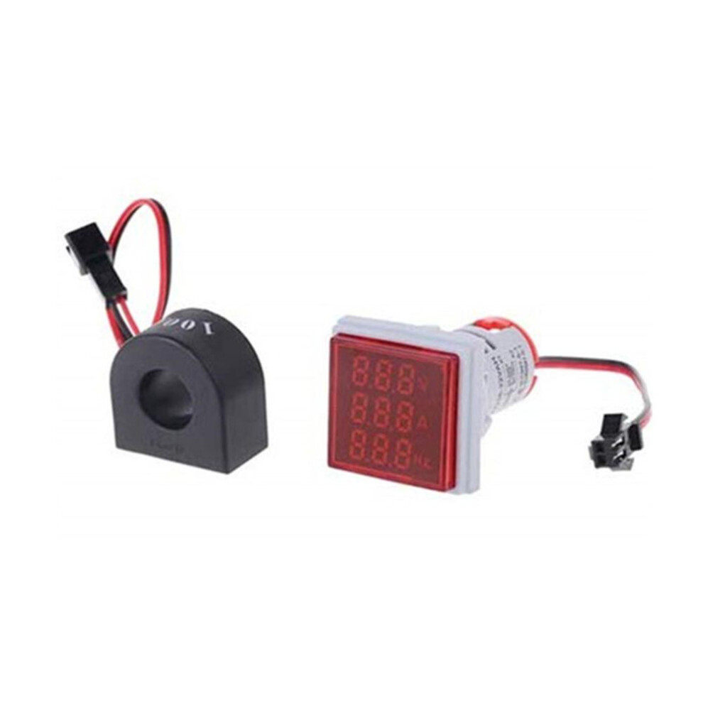 (red) 3 In 1 Ac 60-500v 0-100a Led Digital Voltmeter Ammeter Hertz Signal Lights 220v Voltage Current Meter Volt Amp Tester Detector