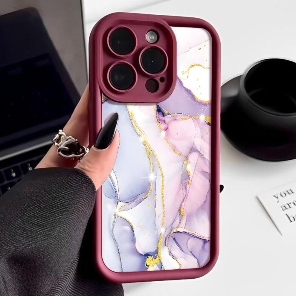 (light purple, iPhone 13) For Iphone 16 15 14 Pro Max 13 Pro 12 Mini 11 Xr Xs Shockproof Marble Pattern Matte Tpu Soft Cover