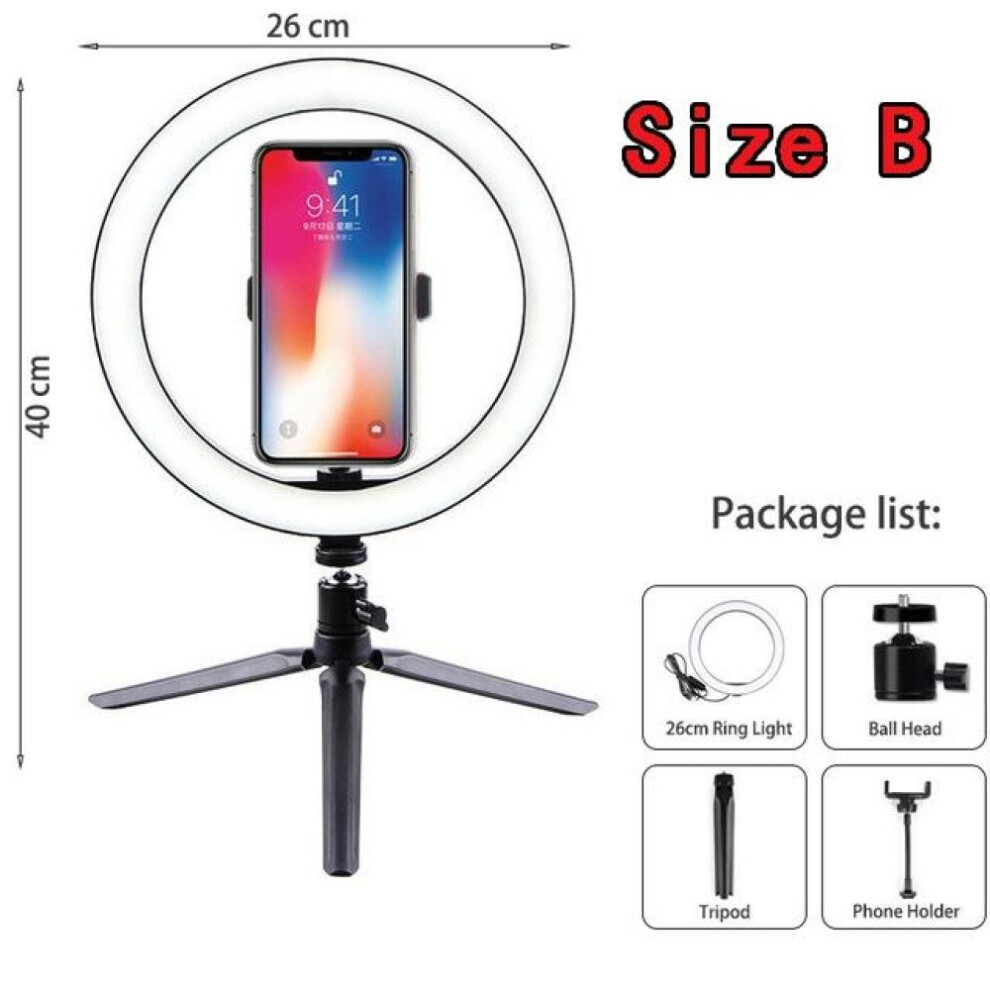 (B) Selfie Led Rgb Ring Light With Tripod Phone Holder Photography Ring Light Circle Fill Light Lamp For Makeup Youtube