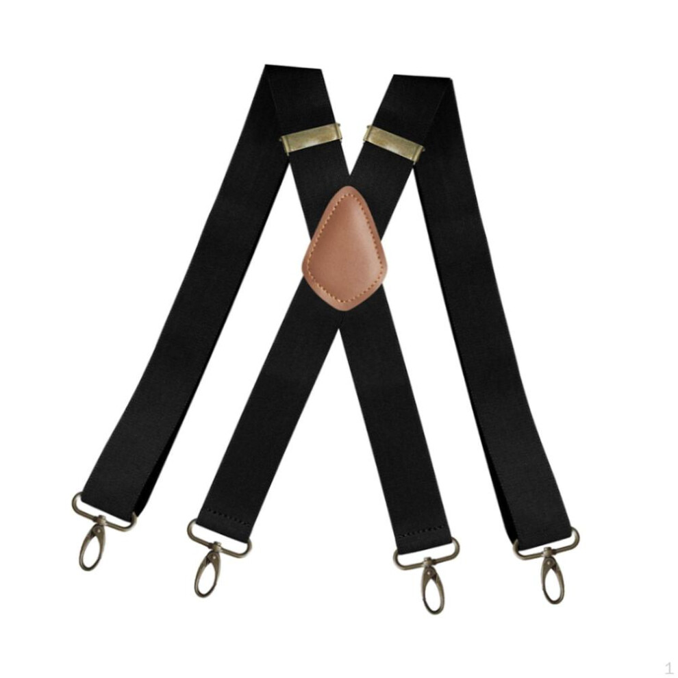 (black) , Mens Suspenders With Strong Metal Clips, 3.5cm Wide Heavy Duty Suspenders, Adjustable Elastic