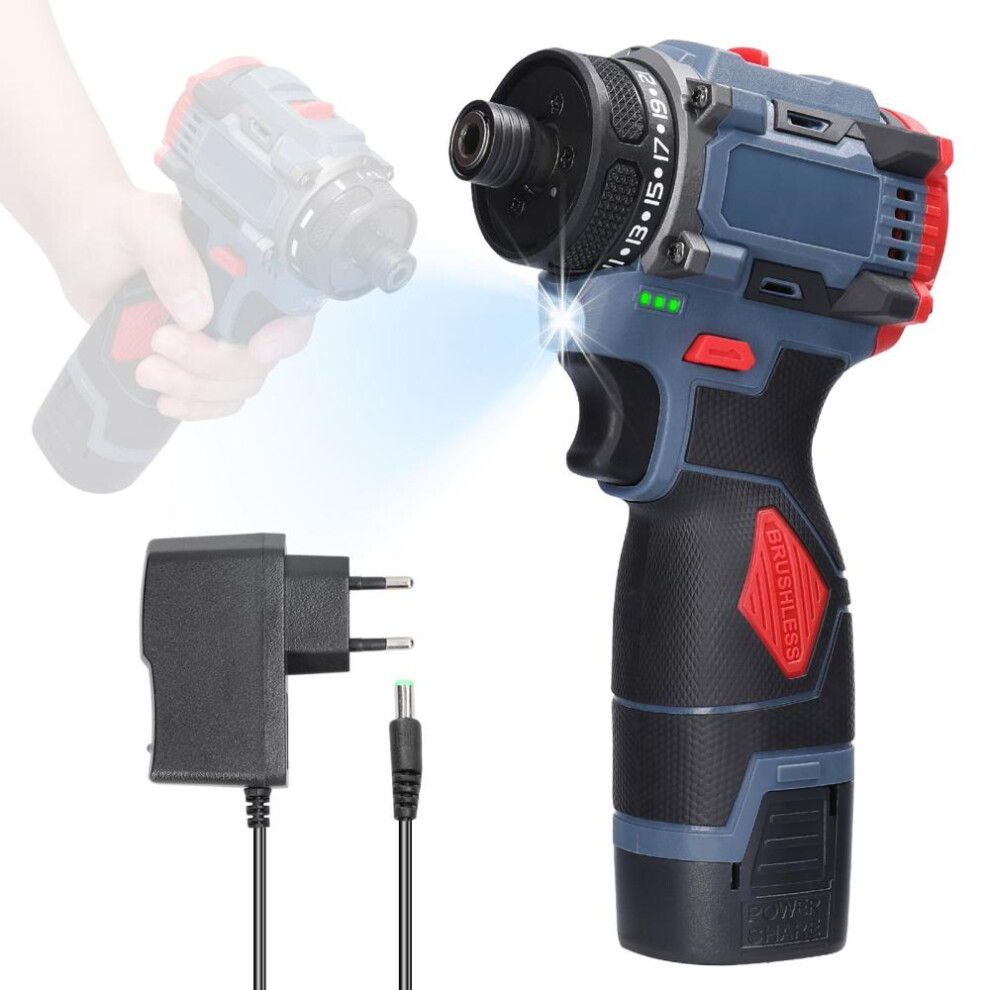 (multicolor, 1pcs battery EU Plug) 16.8v Multifunction Electric Screwdriver 45nm Torque Brushless Motor Practical Screw Driver For