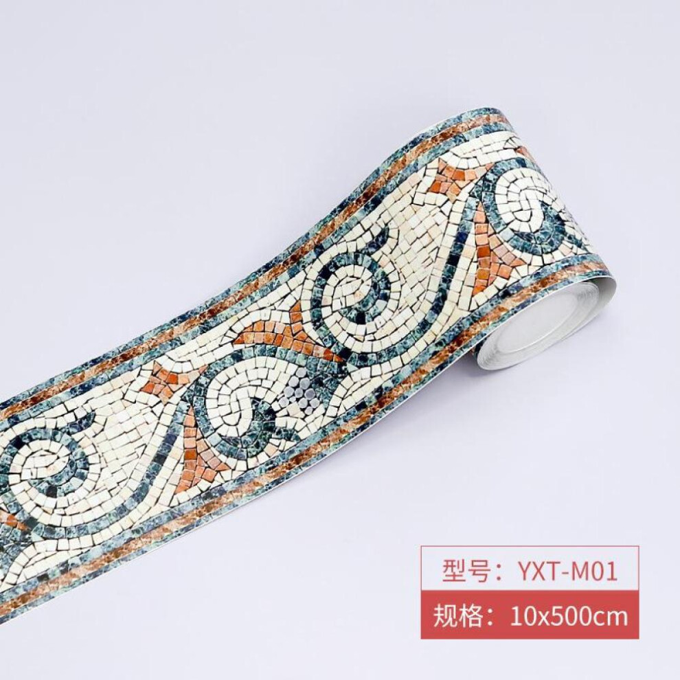 (YXT-M01) Mosaic Skirting Corner Wall Sticker Bathroom Office Glass Waist Line Home Decor Waterproof Floor Waveguide Art Wallpaper