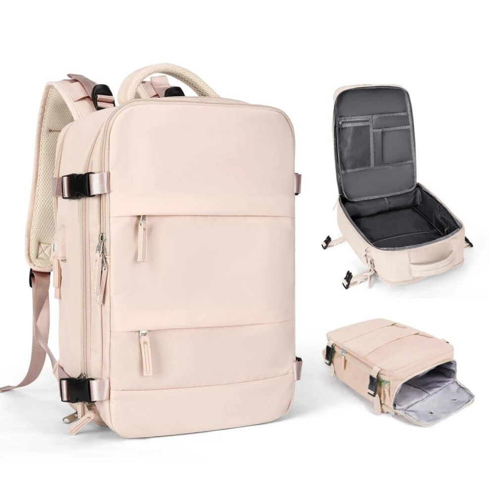 (beige, 42*32*17) Travel Backpack For Women, Carry On Backpack,tsa Laptop Backpack Flight Approved, College Nurse Bag Casual Daypack For Weekender