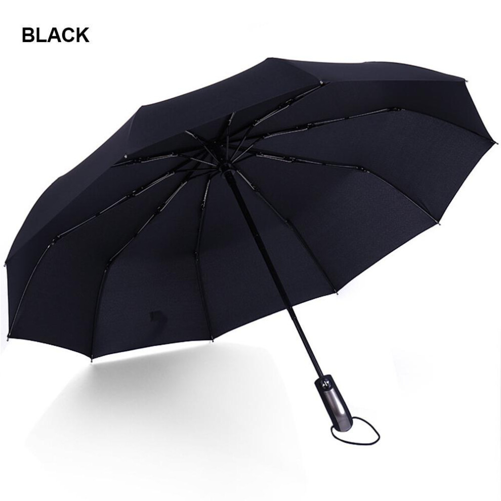 (black) Home Useful Fashion High Quality 10 Ribs 3 Folds Automatic Folding Umbrella Compact Travel Parasol Windproof Uv Resistance