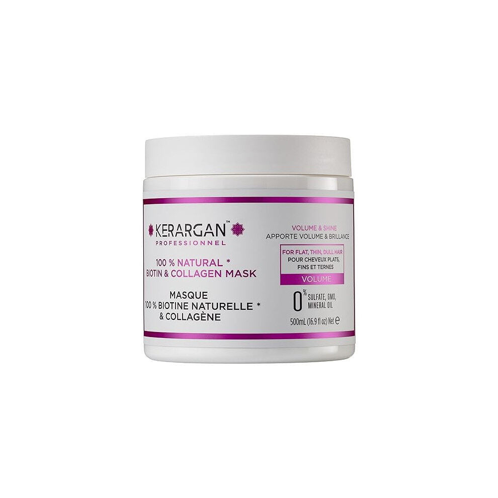 Kerargan Volumising Hair Mask with Biotin & Collagen Hair Thickening & Nourishing Treatment, 500ml