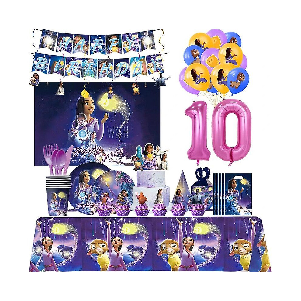 (12inch, number balloon 13) New  Wish Theme Birthday Pary Decoration Tableware Cup Plate Asha Princess Balloon Party Supplies For Kids Girls Favors-image-OPC-PFT8BDP-NEW